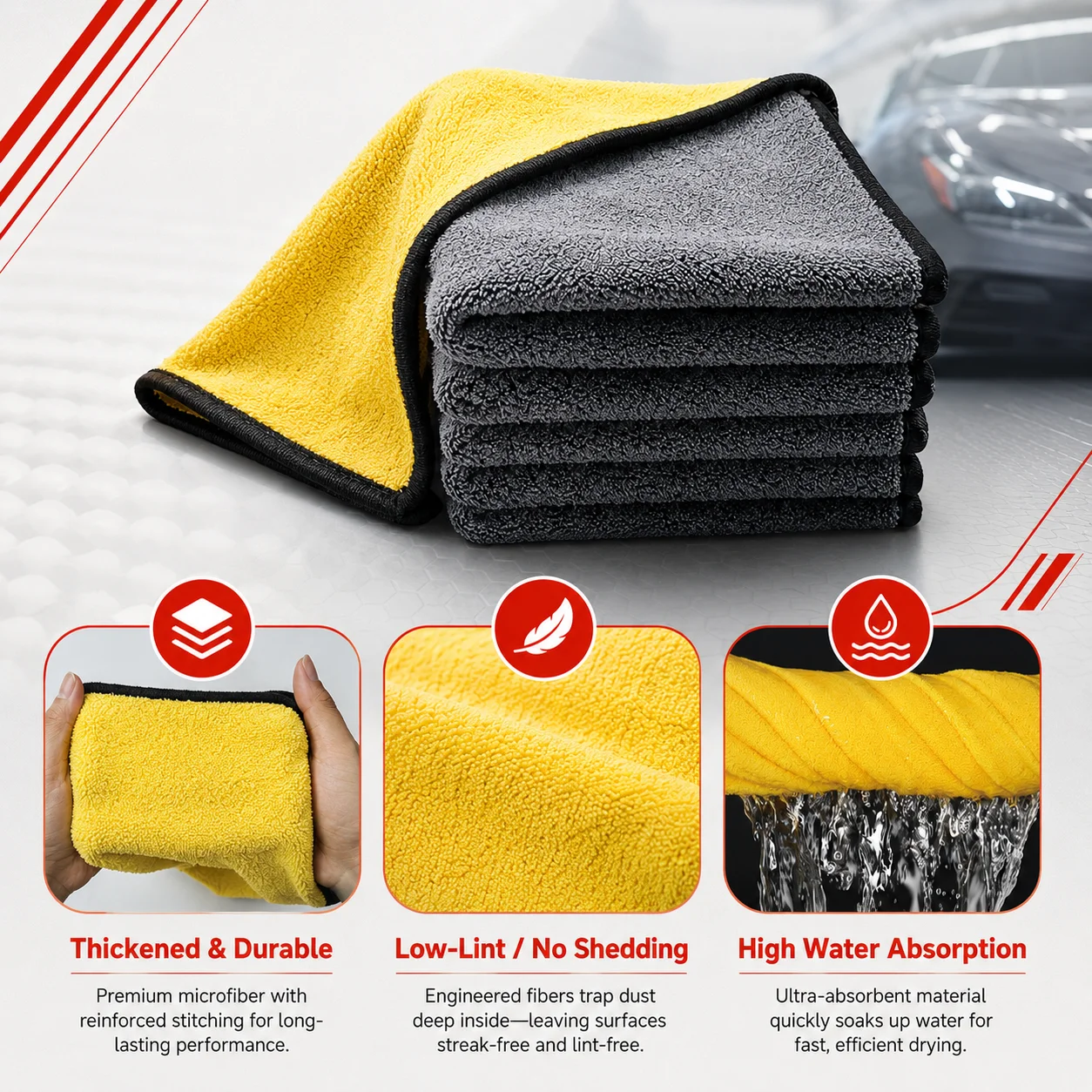 PINMOAP 1/3/5/10PCS ผ้าทำความส - Microfiber Towel Detailing บทวิจารณ์และราคา