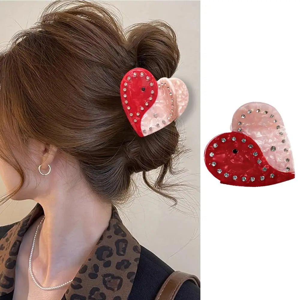 

Hot Pink Red Heart Hair Clips Small Strong Hold Hair Accessories Claw Clips No Crease Heart Hairpins Valentine's Party