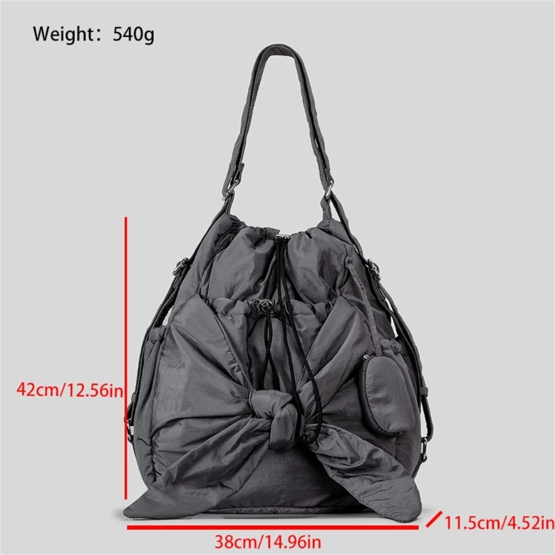 Bolsa funcional nylon com cordão, vários bolsos, mochila ombro