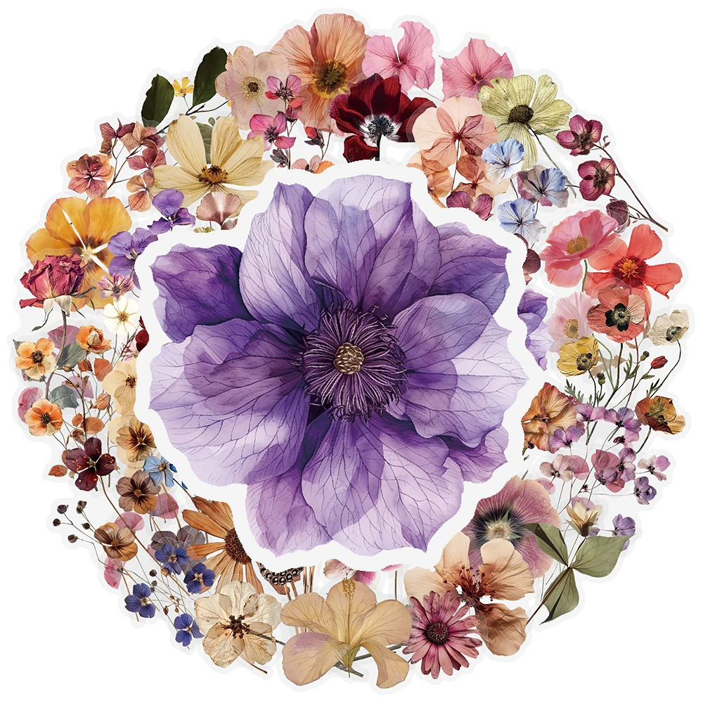 

10/30/50pcs Vintage Plant Flowers Cartoon Stickers Aesthetic Decorative Skateboard Phone Luggage Car Waterproof Kid Sticker Gift