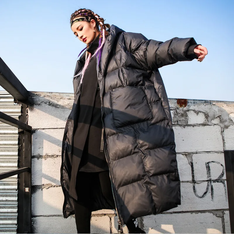 Long Hooded Padded Coat Winter Warm Thick Quilted Jacket Loose Fit Oversized Parka Outerwear Trendy Cozy Soft New Women's Parkas