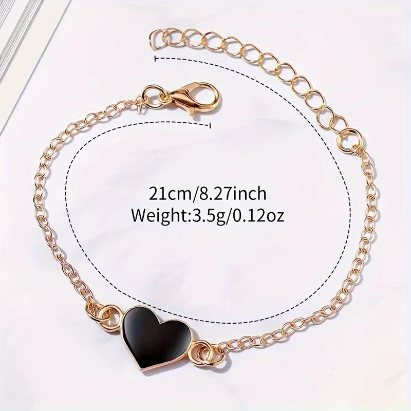 2pcs Rose Black Square Quartz Watches Alloy Case and Heart Shape Bracelet, Valentine\'s Day Gifts for Her