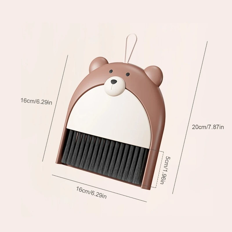 Small Broom Dustpan Set Cartoon Teddy Bear Household Desktop Garbage Shovel Small Dustpan Mini Foldable Home Household Access