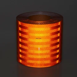 15cm Waterproof PET Orange Reflective Material High Visibility Warning Safety Adhesive Tape Reflectors Truck Stickers DIY 1meter