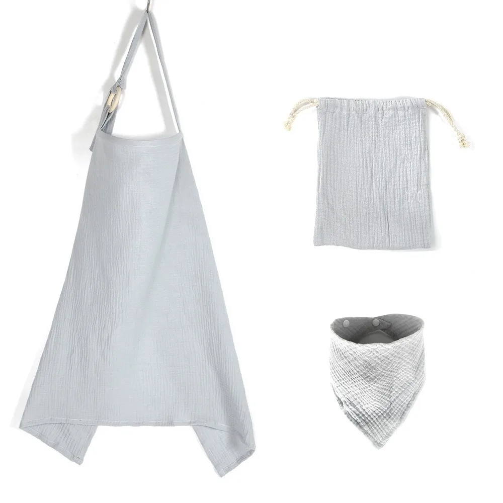 

3Pcs Cotton Nursing Cover Set Adjustable Nursing Wear Breastfeeding Shawl Breathable Anti-Exposure Baby Feeding Clothes