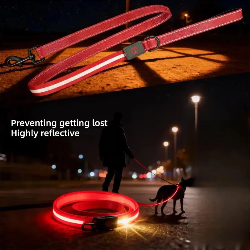 

Светящийся поводок-цепь для собак, перезаряжаемый, с высокой видимостью, защита от побега, аксессуары для прогулок на улице