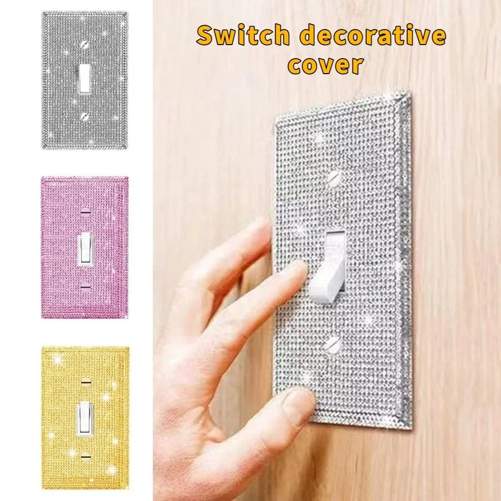 

Fashion Sparkling Switch Decorative Cover Dustproof Sturdy Wall Panel Flashing Rhinestone Switch Board Cover Electrical Cover