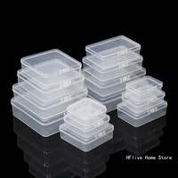 1 Piece Square PP Plastic Box Rectangular Storage Transparent Flip Cover Storage Parts Small Product Jewelry Packaging