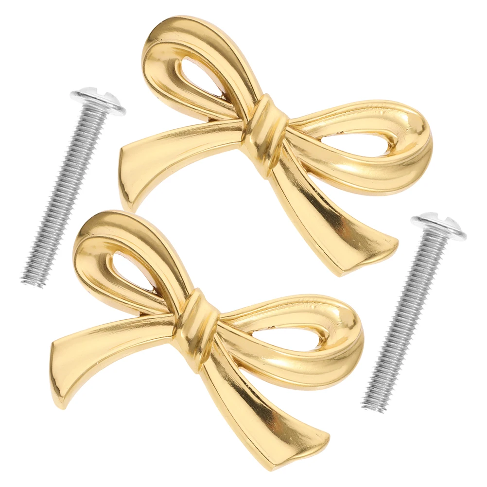 

2pcs Brass Bow Handles Dresser Knobs Decorative Drawer Pulls Shape Cabinets Furniture Hardware Kitchen Wardrobe Door Pull Handle