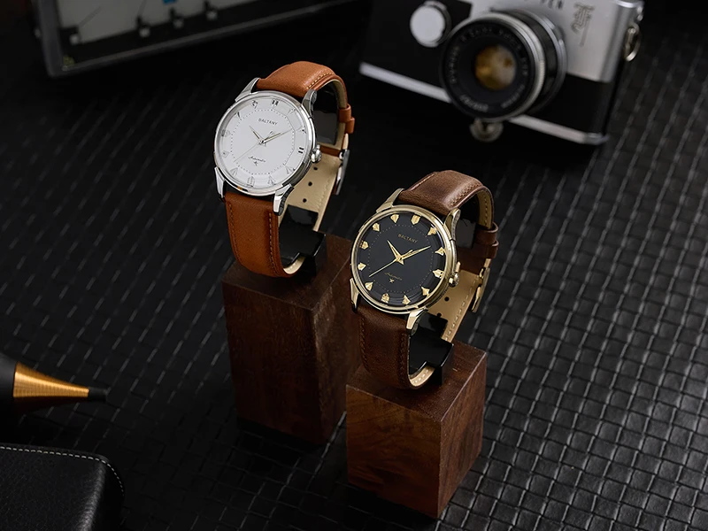 Baltany S4090 Pie-pan Dial-Uhr mit Dog-Leg-Armband, Retro-Herren-Automatikuhr, mechanische Armbanduhr, Business-Outdoor-Modeuhr – Detail 1