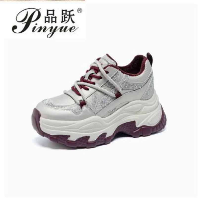 9cm Chunky Sneakers for Women Comfortable Lightweight Glitter Casual Shoes Everyday Wear Fashion Platform Sneakers 34-40