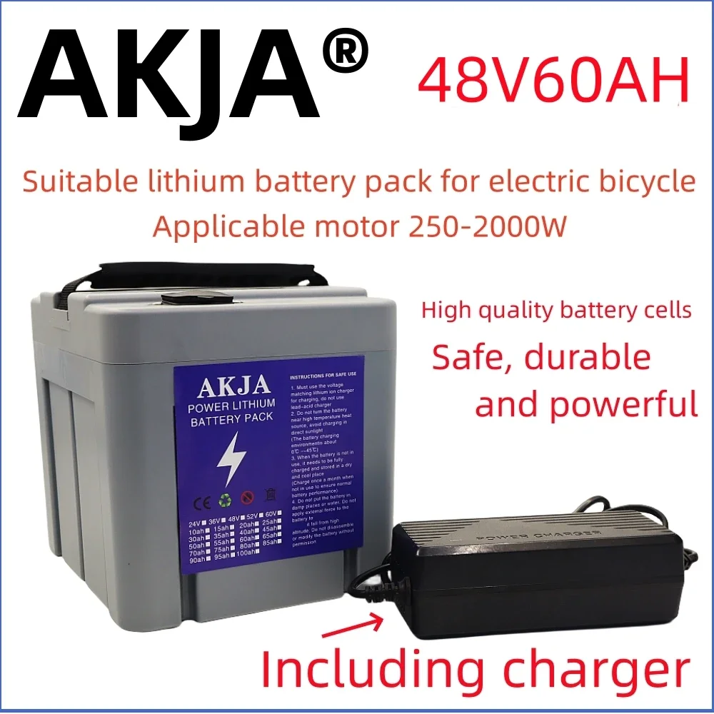 Air fast transportation New Full Capacity Power 18650 Lithium Battery 48V10ah-60ah  Lithium Battery Pack Suitable for 250-2000W