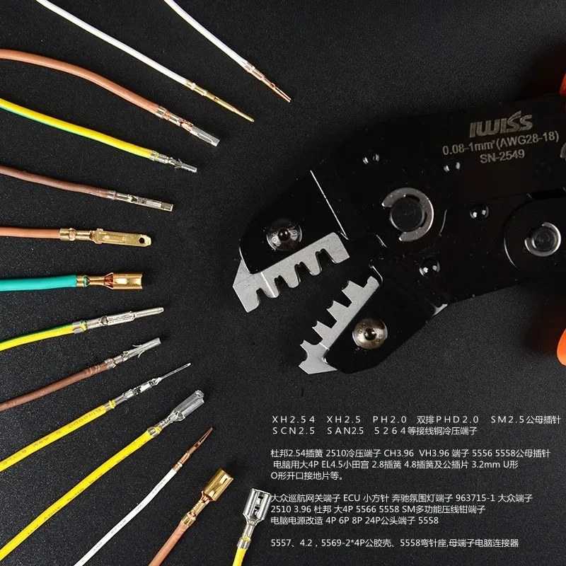 NEW IWISS SN-2549 DuPont Xh2.54 Spring Terminal Crimping Pliers 2.8/3 0/3.96/4.8 Crimping Pliers