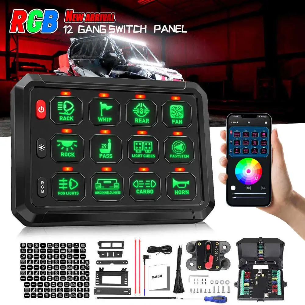 Multifunction 12 Gang RGB Switch Panel bluetooth App Remote Controller 12V 24V