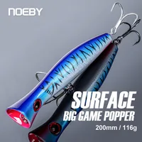Señuelo de pesca Noeby Big Game Popper, 20cm, 116g, Wobbler Topwater, cebo duro Artificial, 4/5X ganchos para mar pesado, señuelo de pesca de atún GT