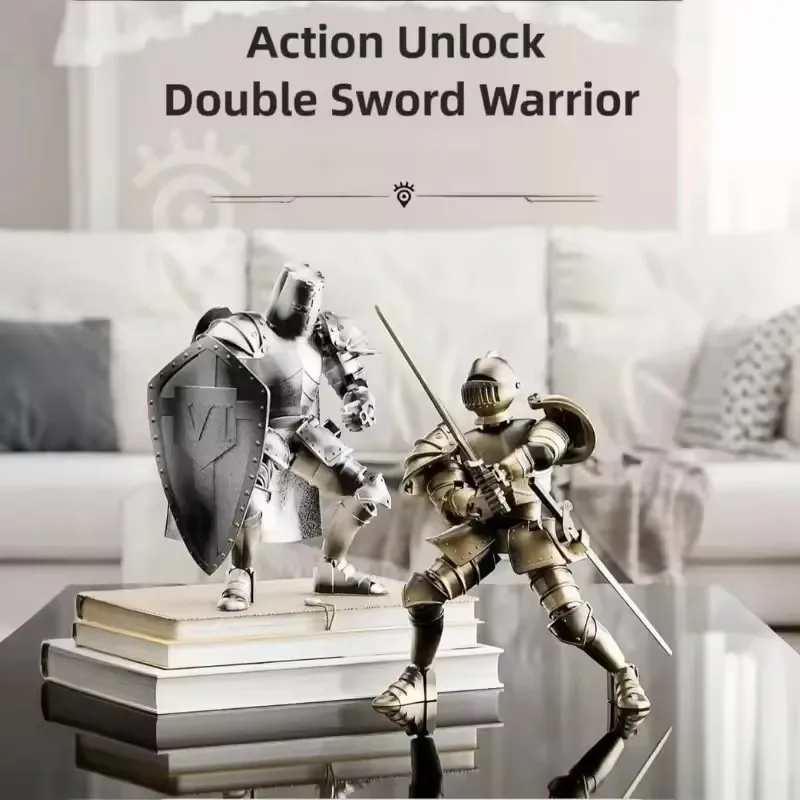 Medieval Knight Multi-Joint Movable DIY Action Figures Armor Warrior Robot Sword Shield Assembly Model Holiday Collection Gift