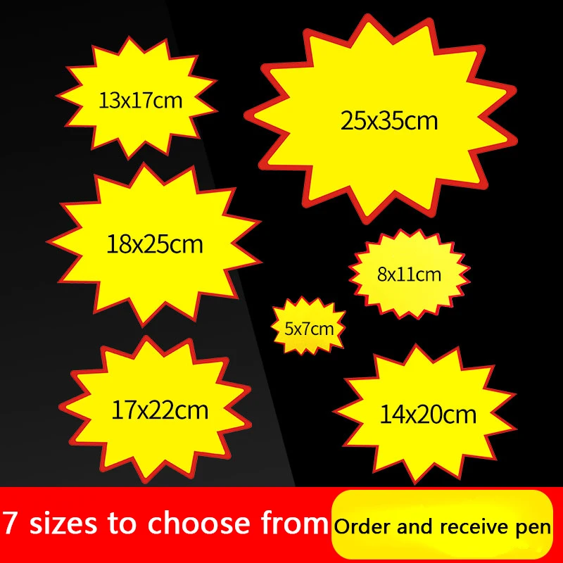 100pcs Large Explosive Pop Advertising Paper Handwritten Price Tag Supermarket Special Offer Label Sticker Party Stickers Labels