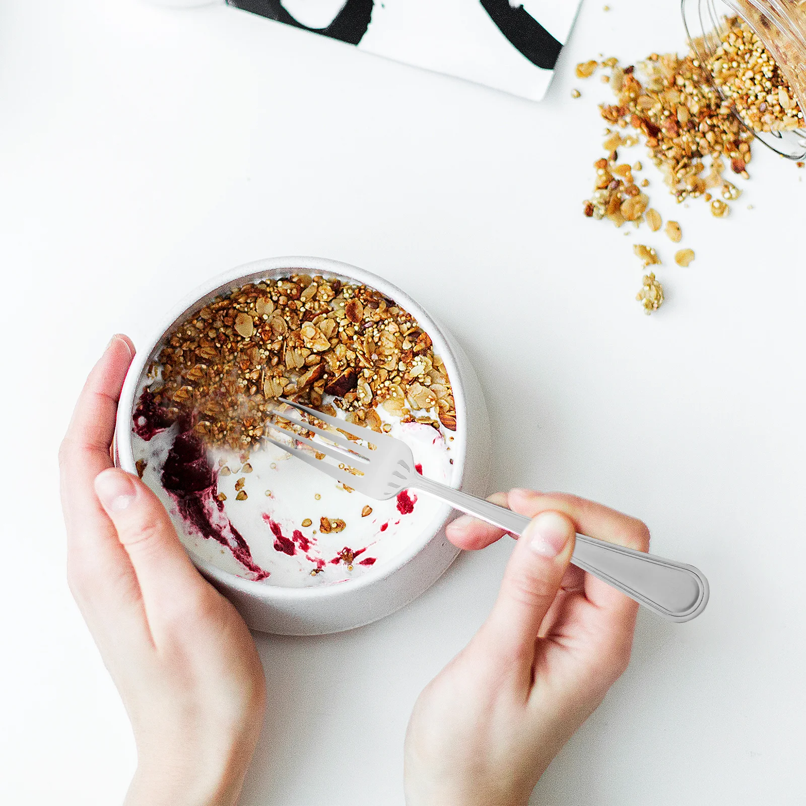 Forchette da dessert in acciaio inossidabile da 3 pezzi Forchetta da frutta multifunzione per piccoli torte per la cucina portatile resistente all'usura per la casa