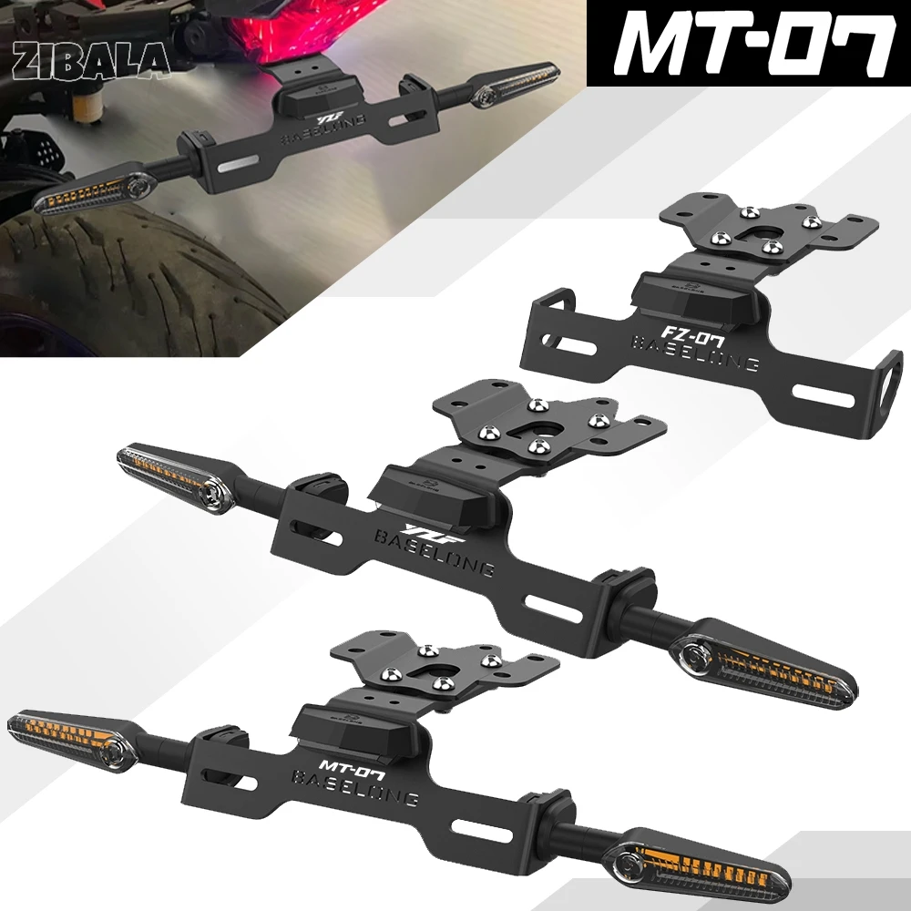 

For Yamaha MT-07 FZ07 2013-2024 Motorcycle License Plate Holder Fender Eliminator Registration Bracket With LED MT07 MT 07 FZ07
