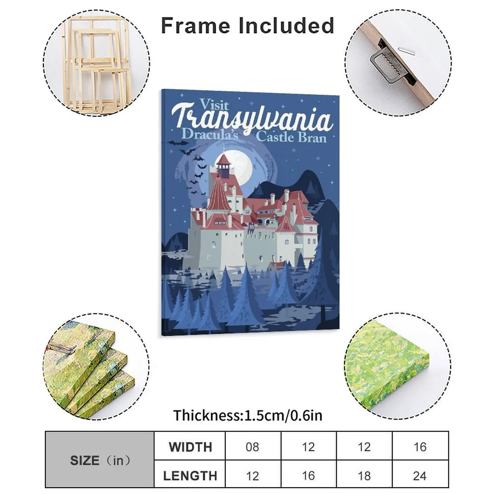 Visit Romania Bran Castle Canvas Painting Bar Cave Wall Decor Wall Pub Custom Romania Framed Wall Painting