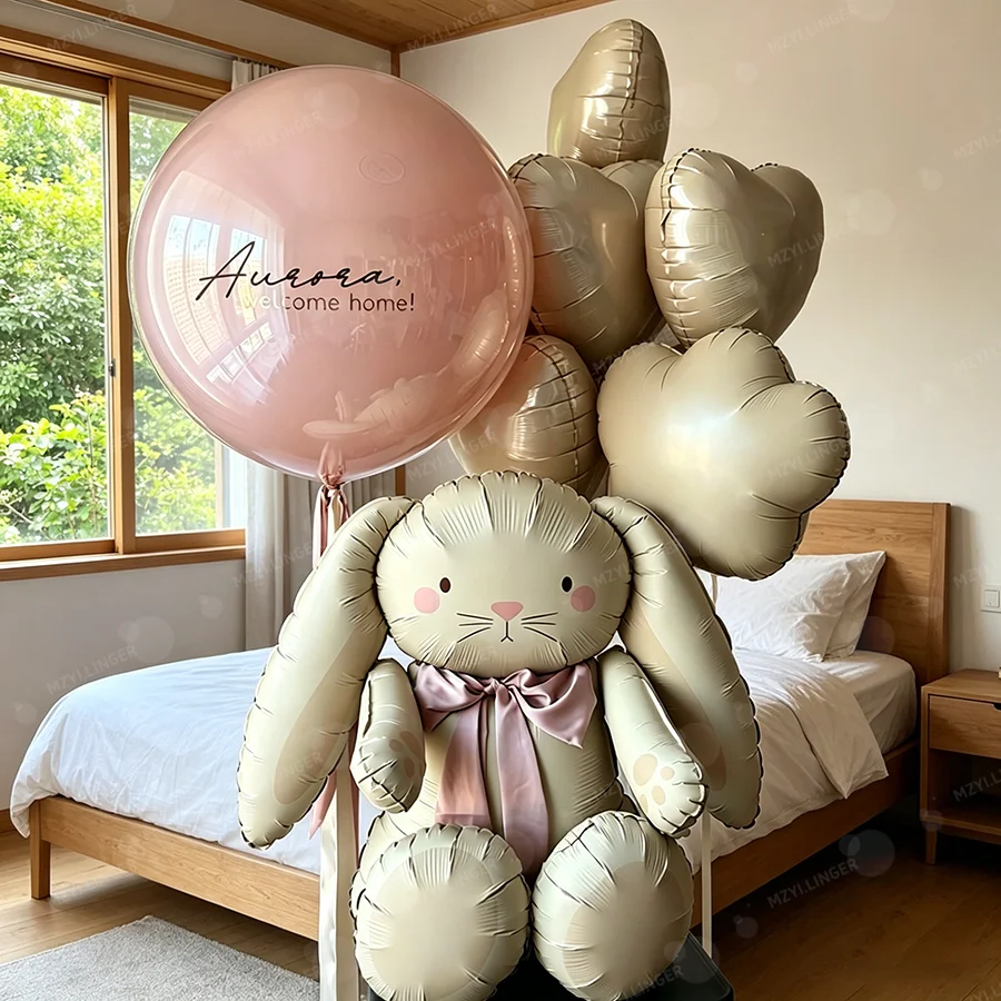 3D-Cartoon-Hasen-Ballon-Set, Wolkenballon, Herzförmiger Ballon für Babyparty, Heiratsantrag, Hochzeit, Geburtstagsfeier-Dekoration – Detail 4