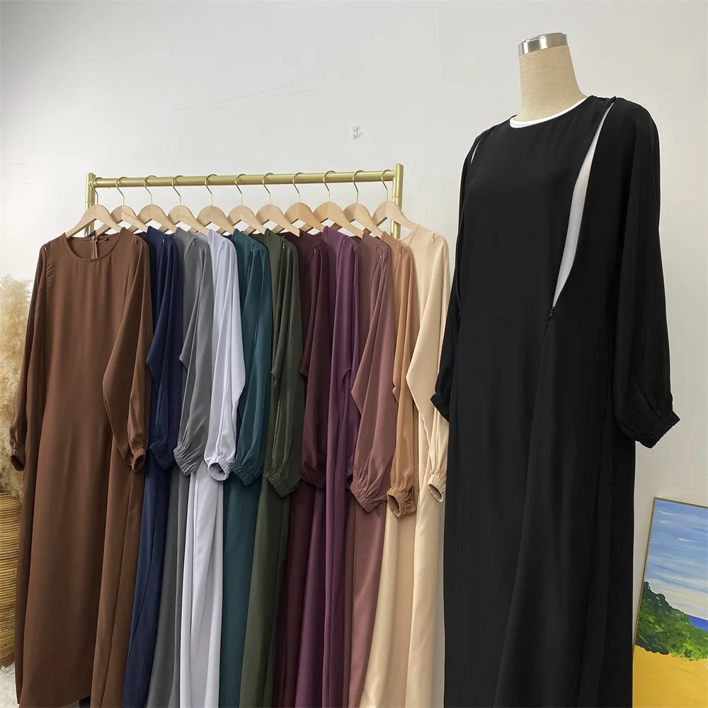 

Eid Ramadan Muslim Dress Zipper Front Abayas Women Modest Islam Clothing Turkey Kaftan Arabic Robe Breastfeeding Nursing Dress