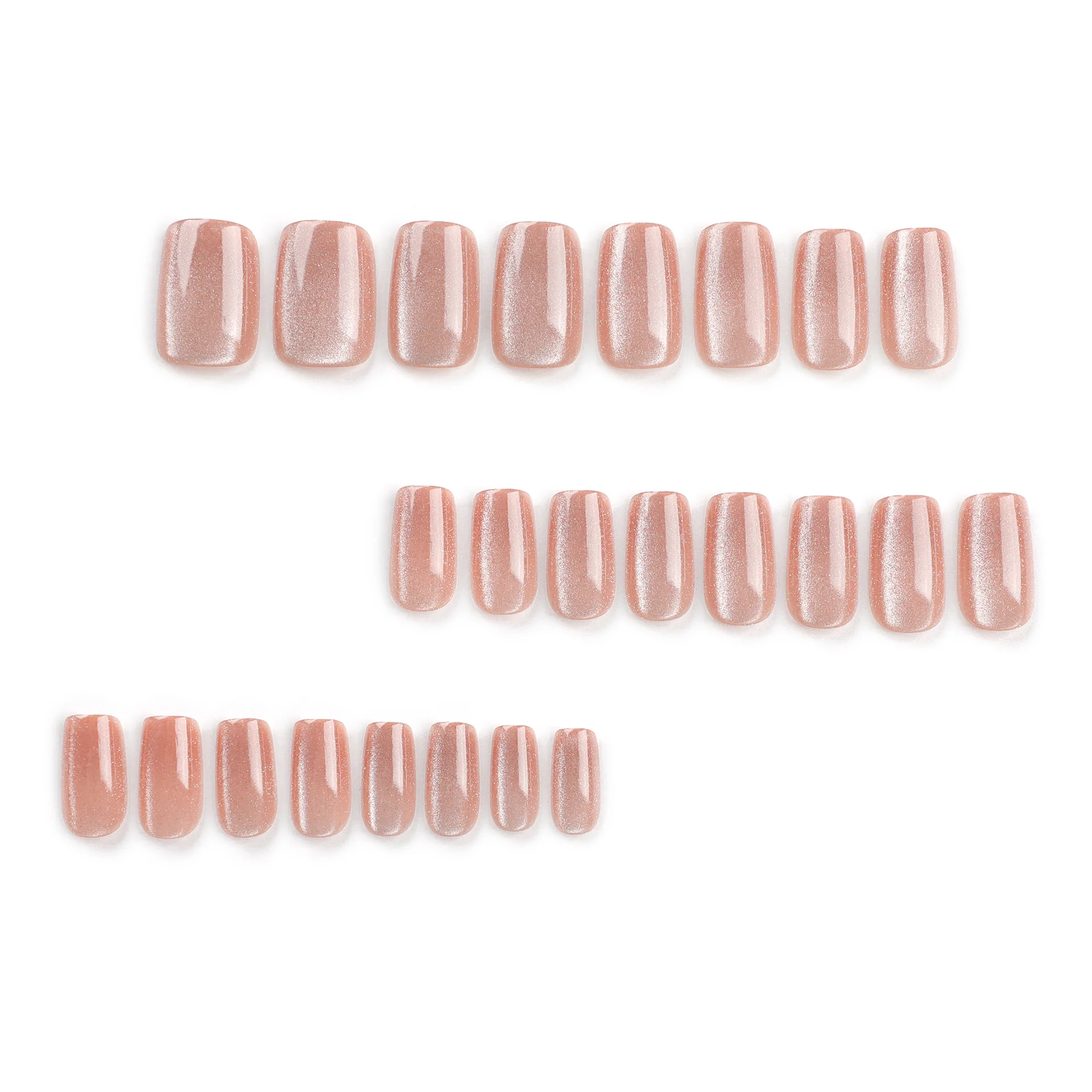 Faux ongles en forme d'yeux de chat avec colle, 24 pièces, couverture complète, mode, portable, court, carré, presse acrylique, N64.Tips