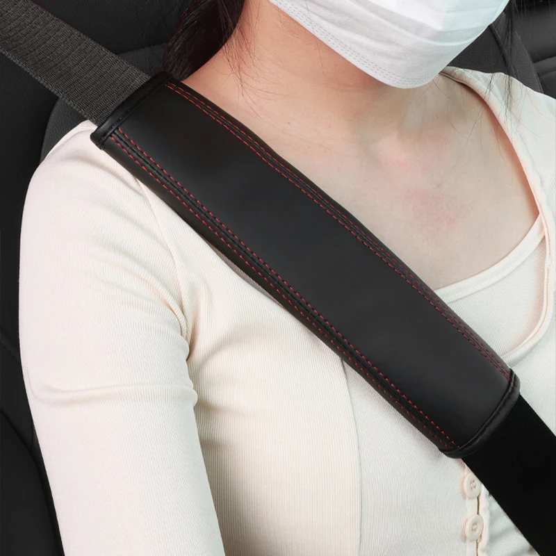 

1PC Car Seat Belt Cover Nappa Leather Safety Belt Pad Protective Comfort Interior Decoration Auto Accessories For Adults Kids