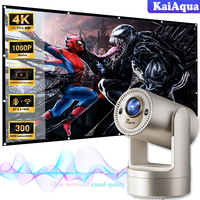 KaiAqua New Portable Projector Full HD 1080P Support 400ANSI Android 9.0 Projector Auto Keystone Electric Focus Built-in Battery