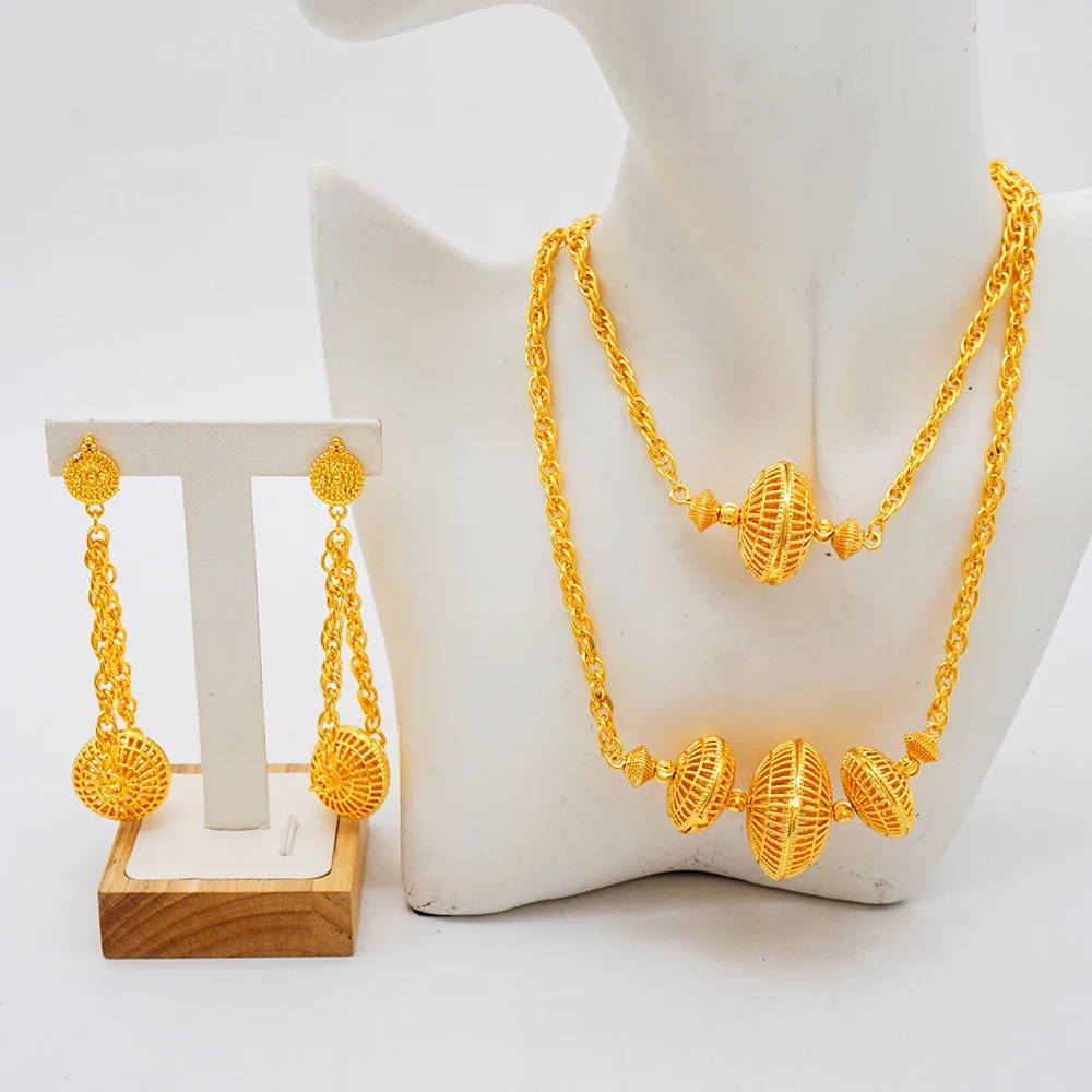 

Geometric ball necklace earring set Dubai gold-plated Big jewelry set