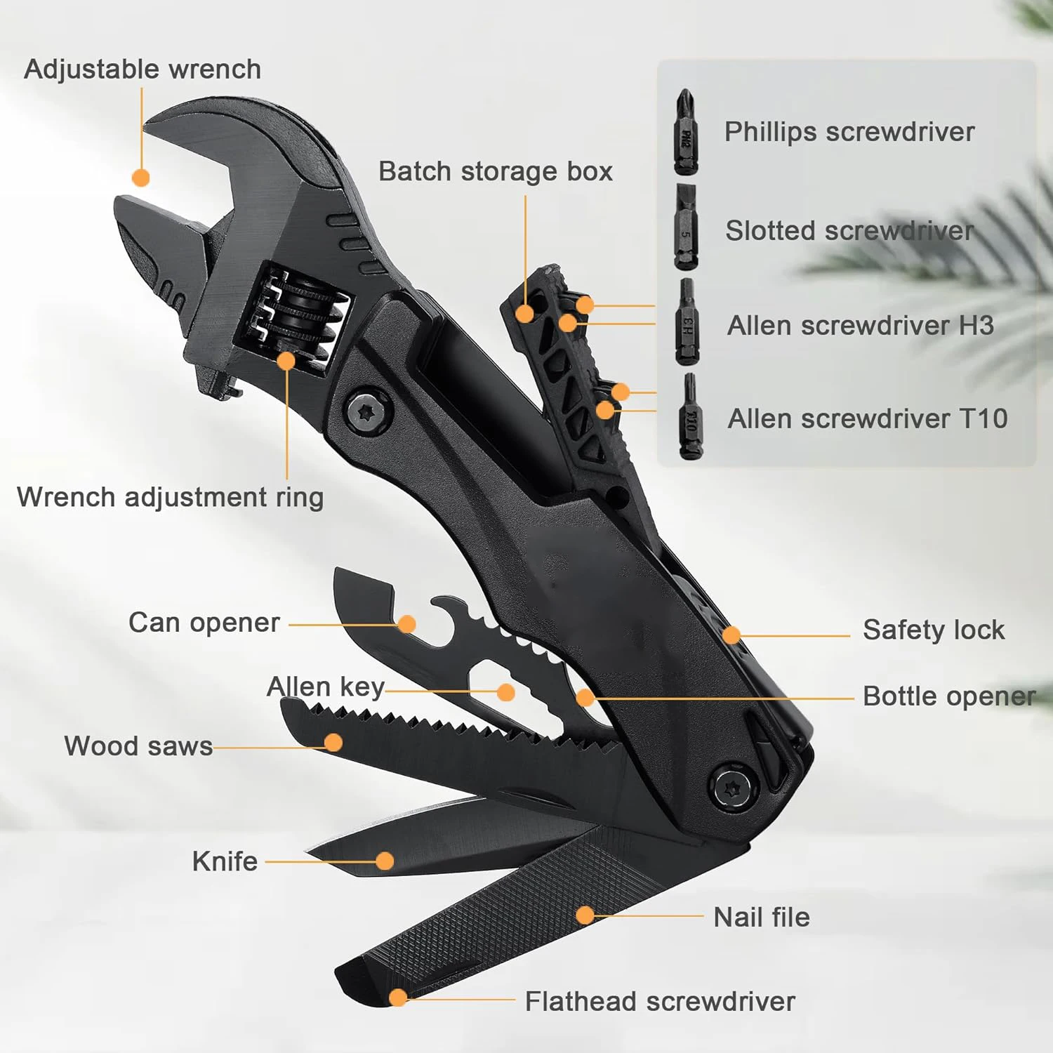 Multi Tool Wrench Small Adjustable Wrench Craftsman Compact Pocket Size Gadget With Flathead Phillips  Can Opener Bike Camping