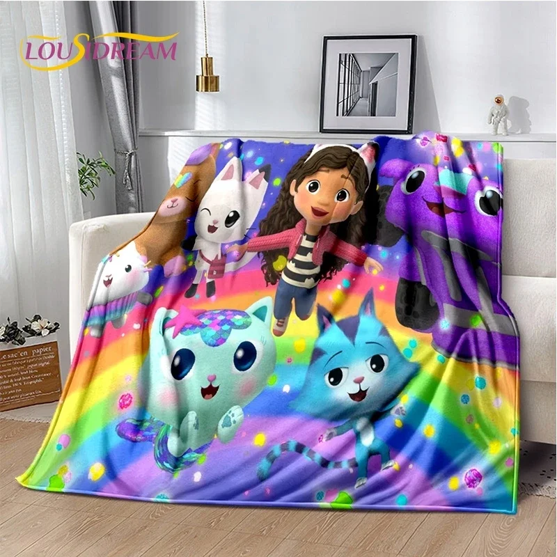 Cartoon niedlichen Gabbys Puppenhaus Mädchen weiche Flanell decke für Bett Schlafzimmer Sofa Picknick, Decke Kinder im Freien Freizeit geschenk