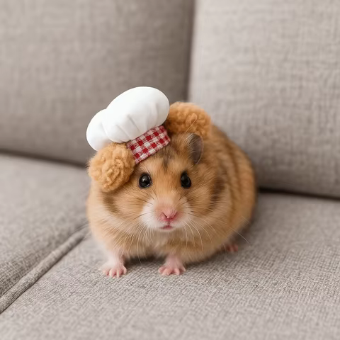 Funny Adjustable Hamster Chef Hat Breathable Decorative Hamster Cosplay Hat Comfortable Pet Costume Hat Holiday Dress Up