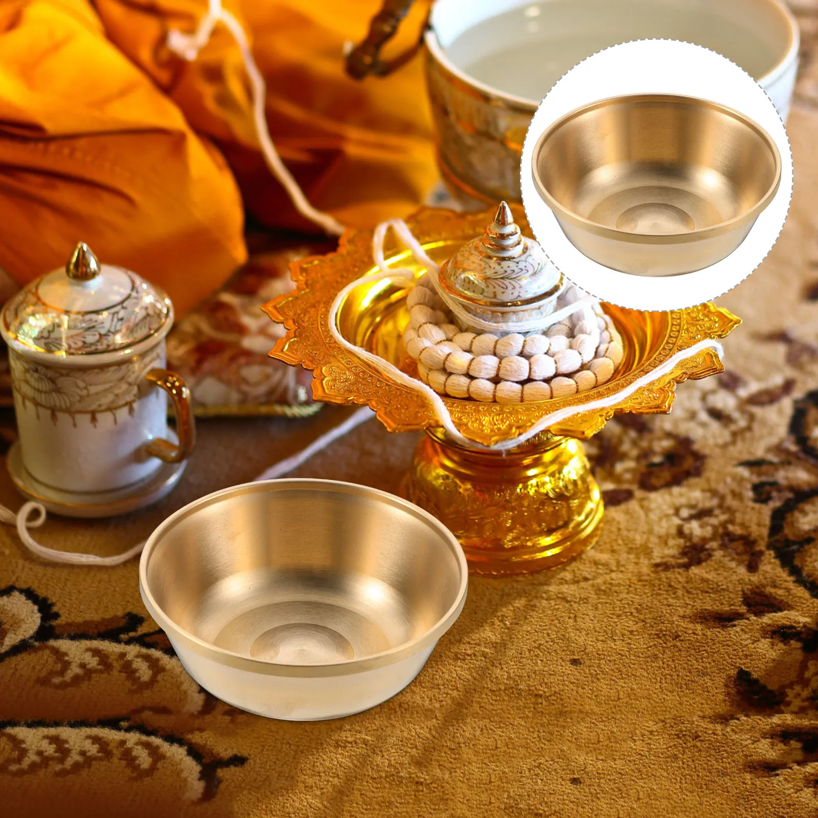 1 قطعة وعاء الماء النحاسي المعادن عرض كوب للمعبد ديكور المنزل نعمة التأمل رائعة سطح المكتب البوذية التبعي