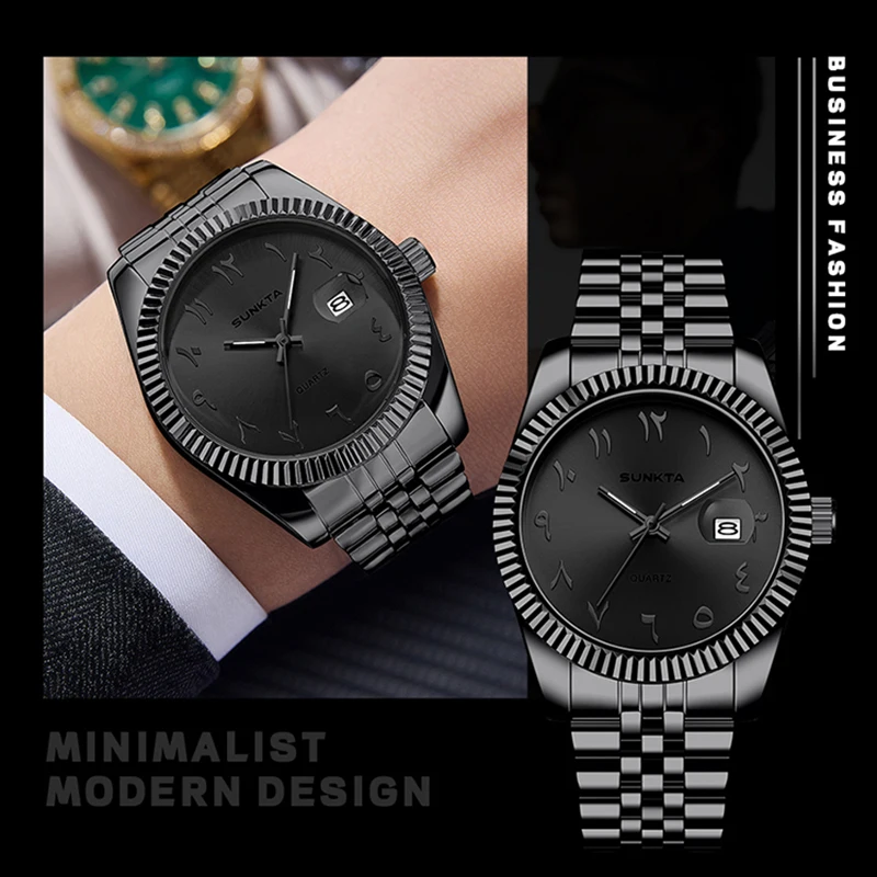 

2026 SUNKTA New Luxury Mens Watch Fashion Creative Arabic Quartz Wristwatches Waterproof Luminous Watches Men Gifts Reloj Hombre