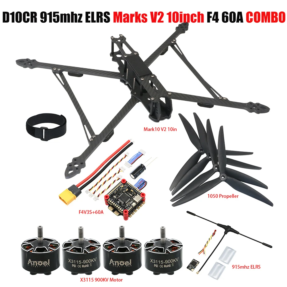 Mark4 V2 10inch 427mm FPV Racing Freestyle Drone Frame Kit F4 Flight Control 60A 4IN1 ESC X3115 900KV Motor 10inch Propeller