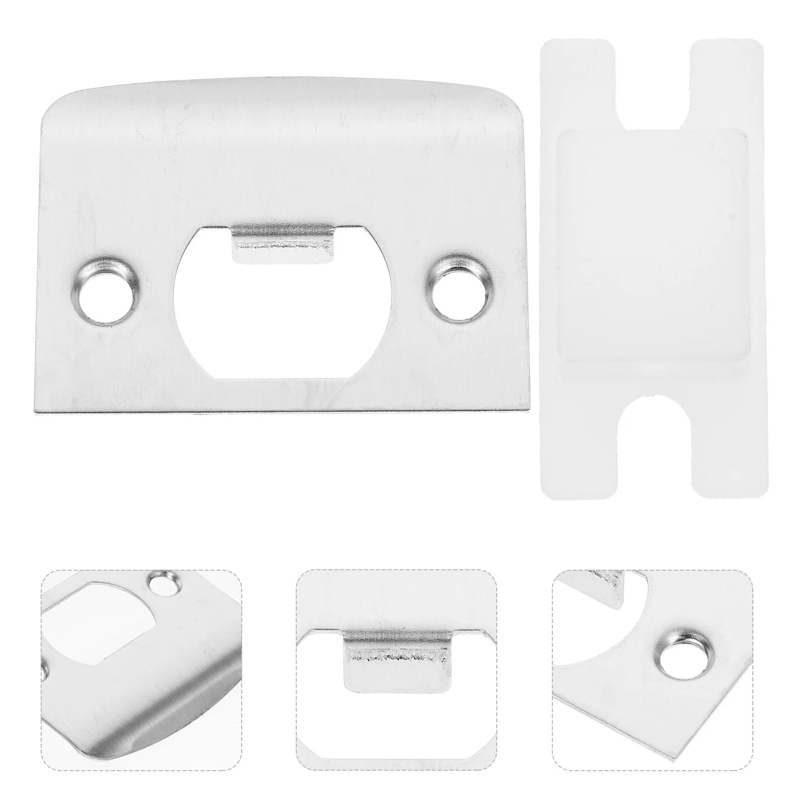 

2 set Lock Tongue Buckle Heavy Duty Stainless Steel Deadbolt Strike Plates Door Reinforcement Kits For Wood Metal Doors