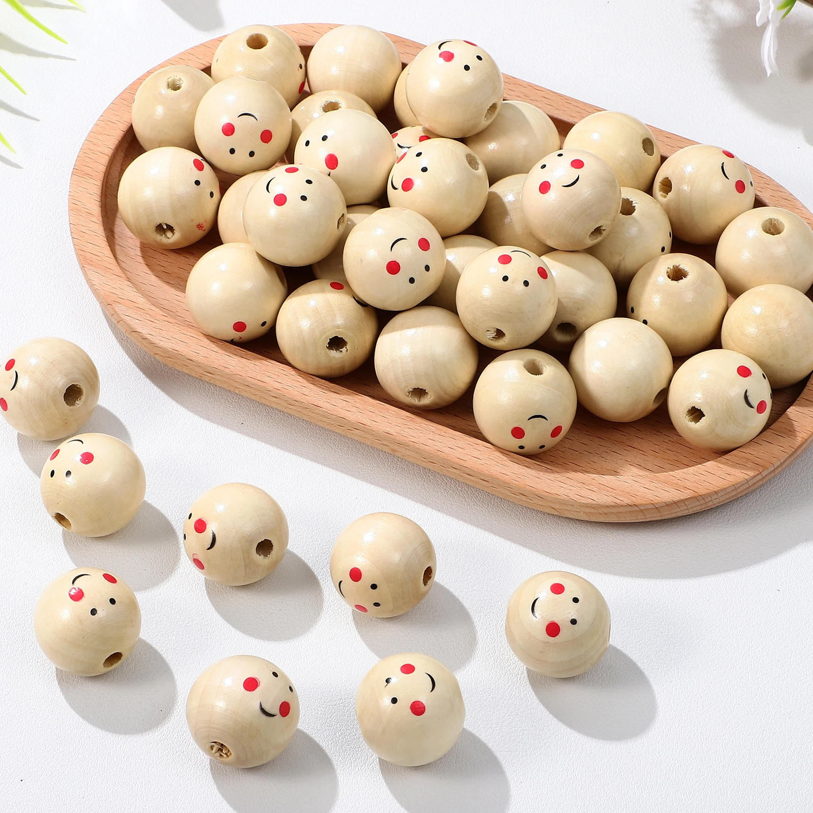 

100 Pcs Small Eye Male Beads 25mm Round Wood Spacer DIY Wooden Beads for Jewelry Craft Bracelets Necklaces