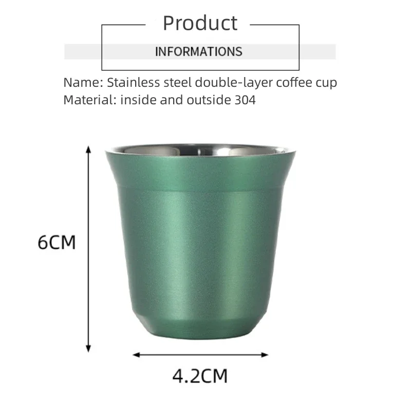 1 pz 80ml Mini tazze da caffè in acciaio inox di alta qualità a doppia parete termoisolante tazze da caffè portatili piccole bevande