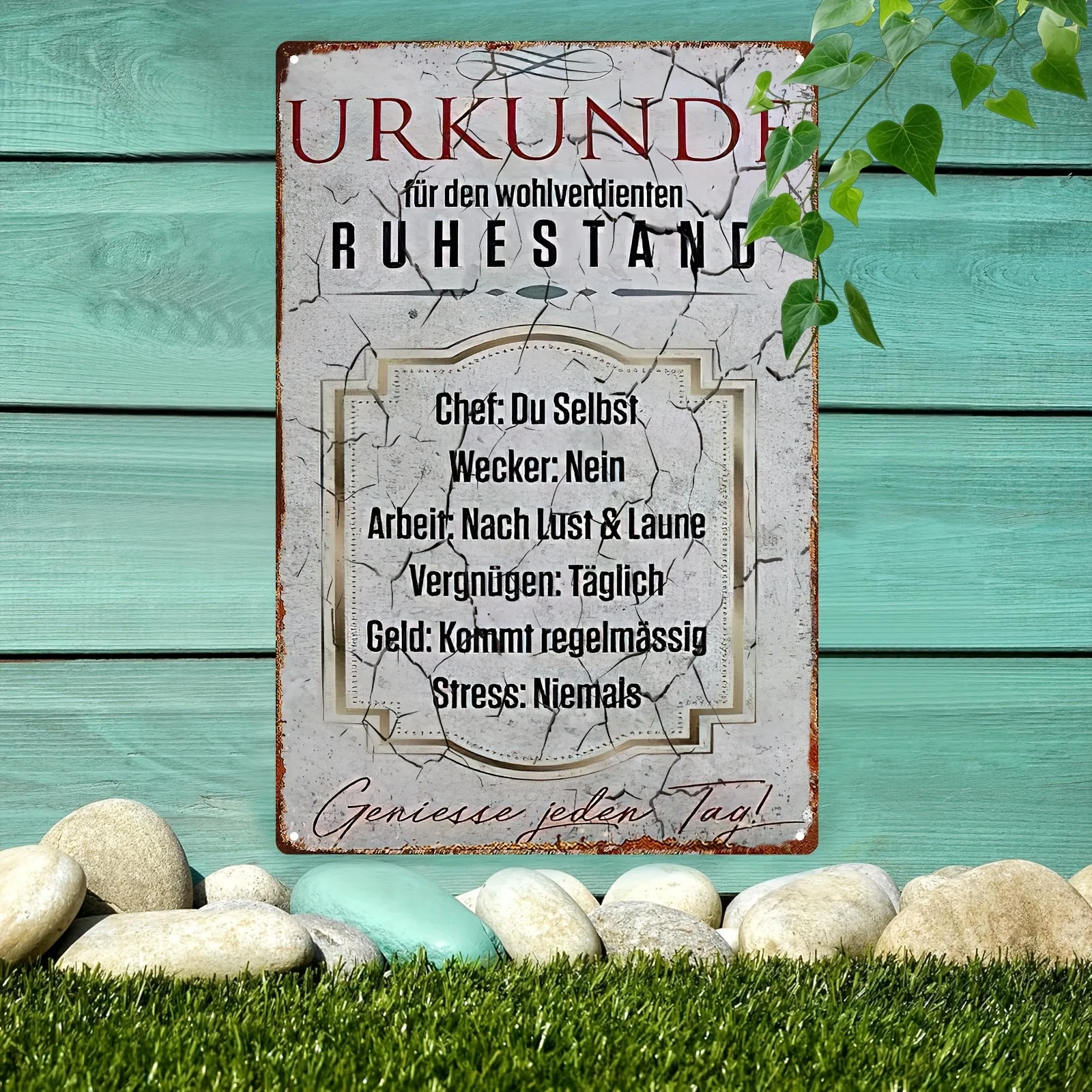 1pc of German-Style Retirement Metal Sign - 