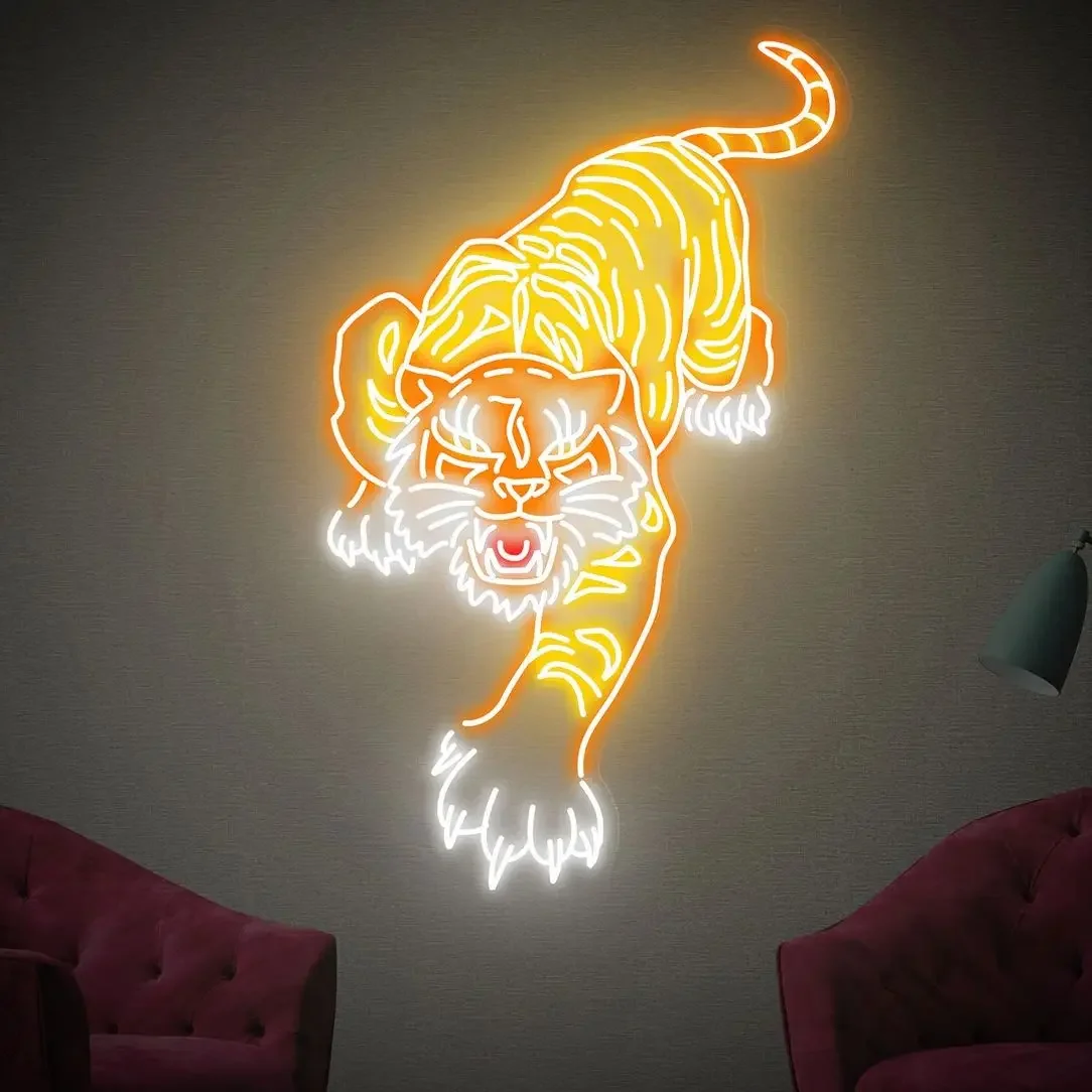 Custom Neon Sign | Anime LED Tiger neon lights sign | Flex Personalized Gift Wedding Neon Decor sign Home Room Wall Decoration