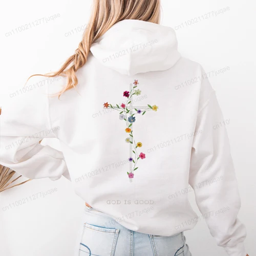 Imagen 2 del producto Otoño Casual mujer Sudadera con capucha sudaderas cristianas ropa cálida Jesús Sudadera con capucha con palabras en la espalda moda calle jerseys femeninos