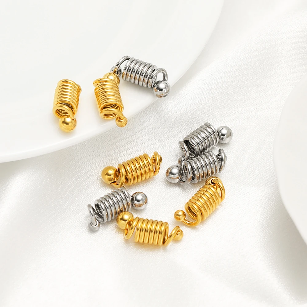 5 Stück Gold Edelstahl Schicke Spiral-Feder-Charms Verbinder für DIY Halsketten Schmuckherstellung Armbänder Zubehör Großpackung – Detail 5