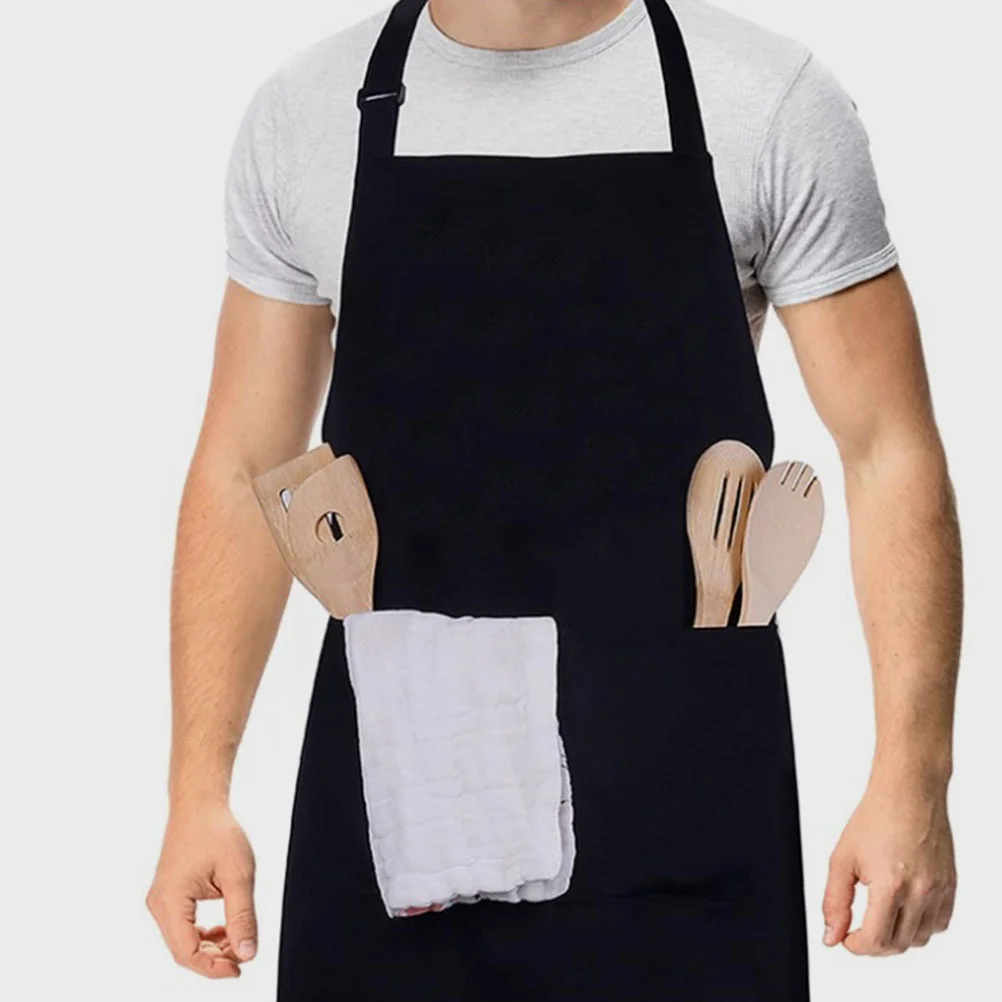 2 Pcs Black Kitchen Work Apron Set of Cooking Oil-proof Aprons Protector Clothing Women Polyester Cotton Oil-splashing Man