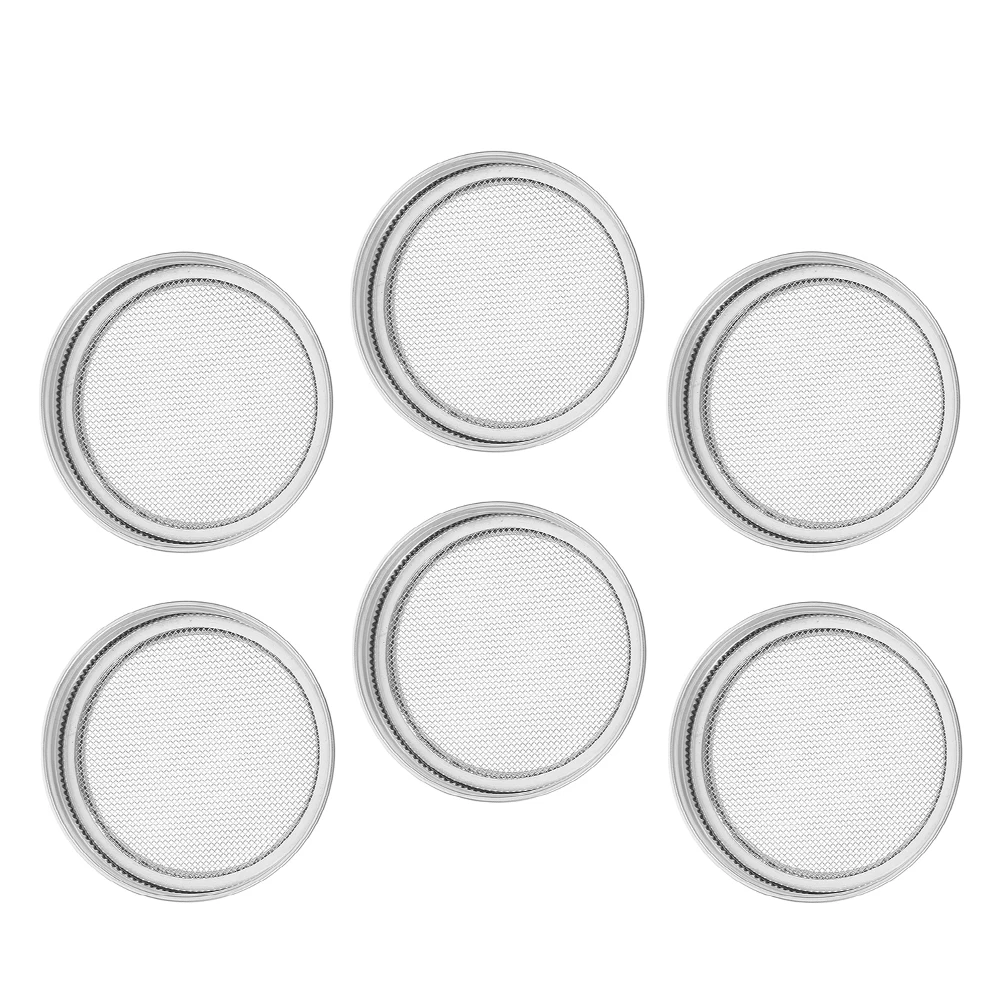 

6pcs Sprouting Lids for Wide Mouth Mason Jars Reusable Stainless Steel Microgreens Growing Covers Efficient Drainage
