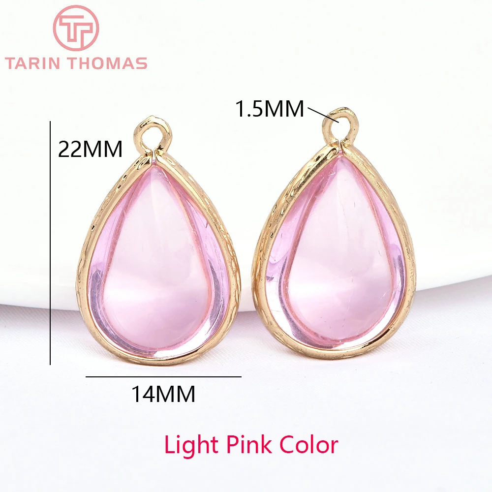 (4122)10PCS 22x14MM 24K Champagner Gold Farbe Messing und Glas Tear Drop Form Charms Anhänger Diy schmuck Erkenntnisse Zubehör – Detail 23