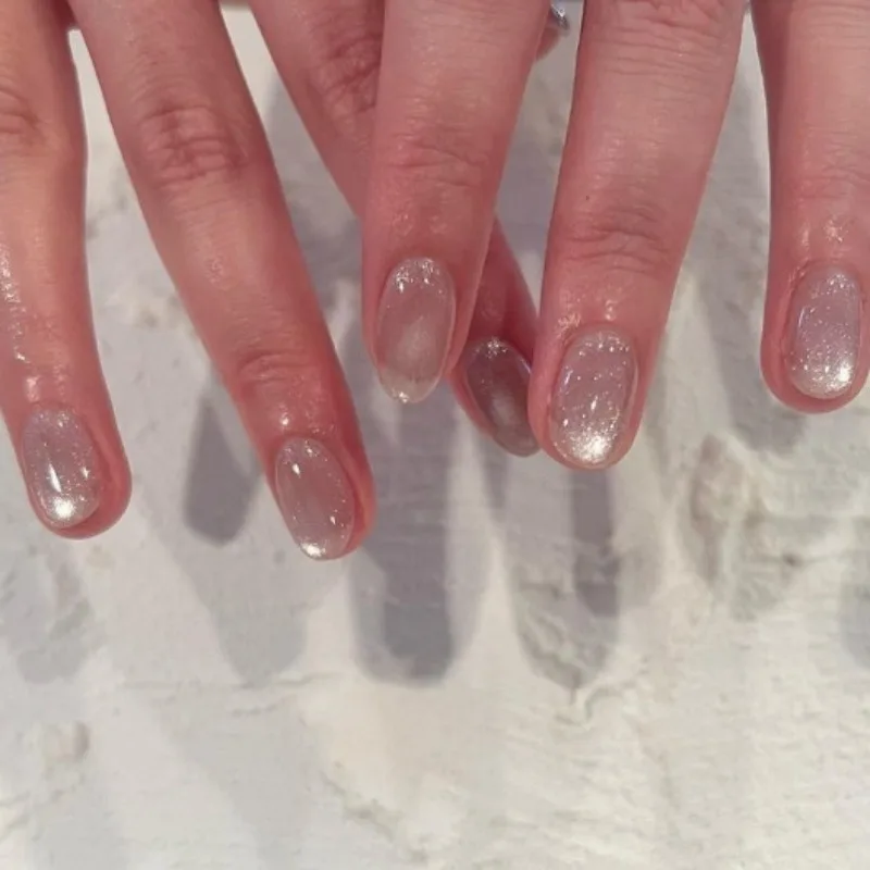 

24 Pcs Press on Nails with Glue Cat Eye False Nails Short Summer Nail Tips Self-nail Ready-made Artificial Nails Removable 2025