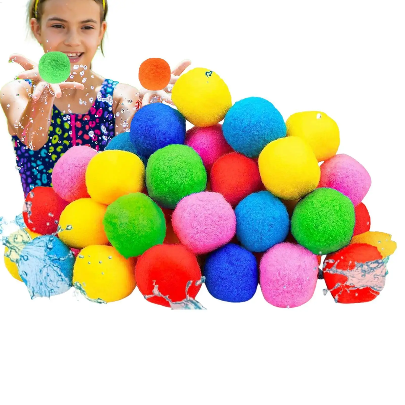 60pcs/set Reusable Water Balls Instant Refill Soft Beach Toys Family Outdoor Games Water Sponge Balls for Kids Pool Beach view 4