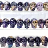 Natural Dream Amethyst Skull Crystal Carved Healing Energy Stone Crafts For Halloween Gift Or Home Decoration 1PCS 2