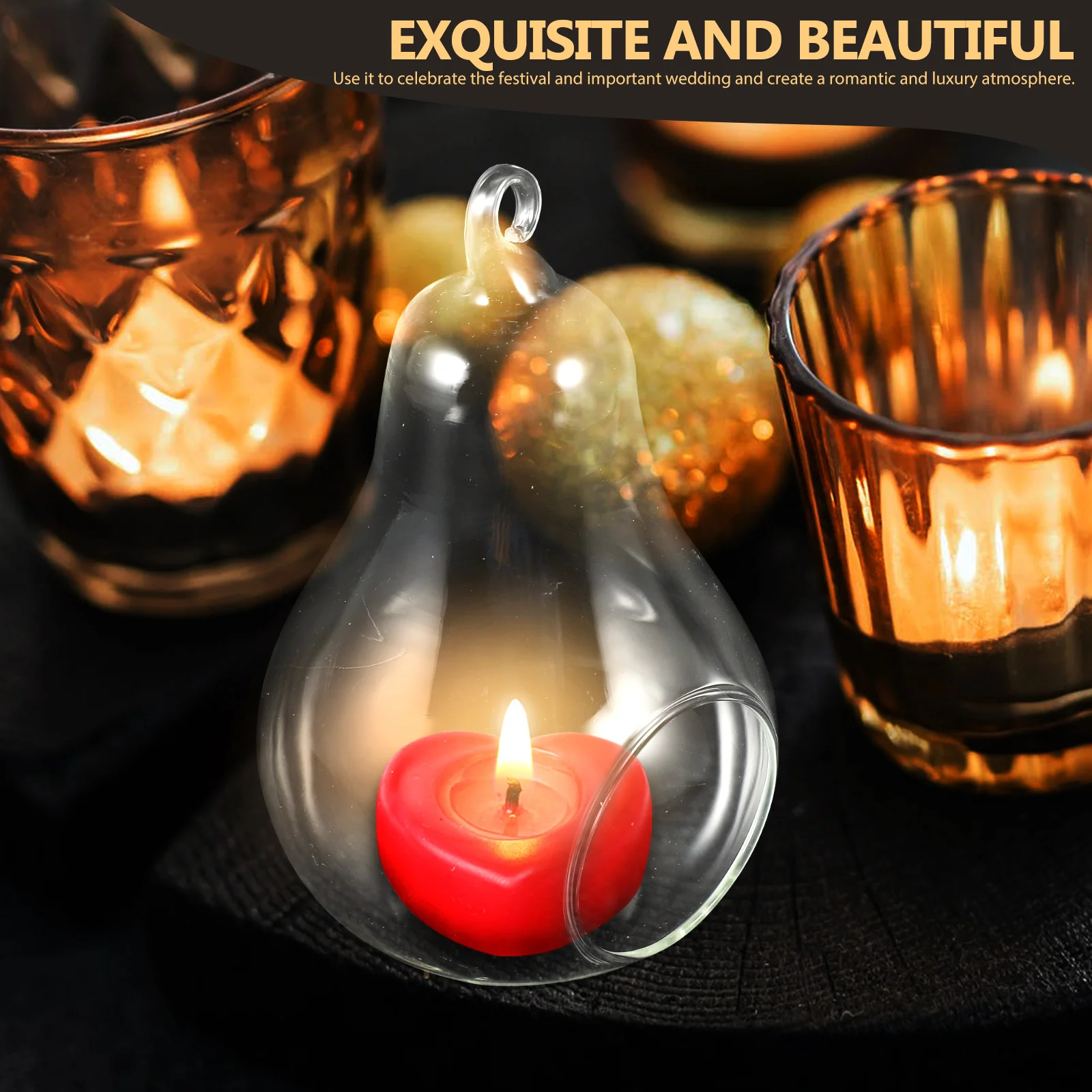 

Clear Glass Holder Windproof Glass Candlestick Table Centerpiece Decorative Holder for Wedding Romantic Home Decor